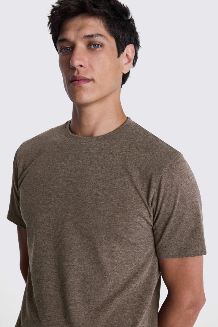 Brown Melange Crew-Neck T-Shirt